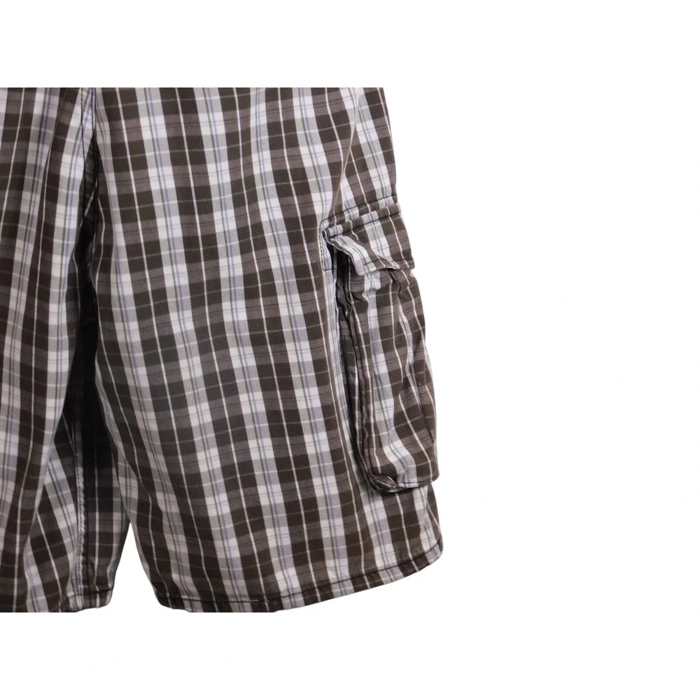Levi's Cargo Shorts Flap Poscket Casual Cotton Flat Front Brown Plad Sz 34  C144